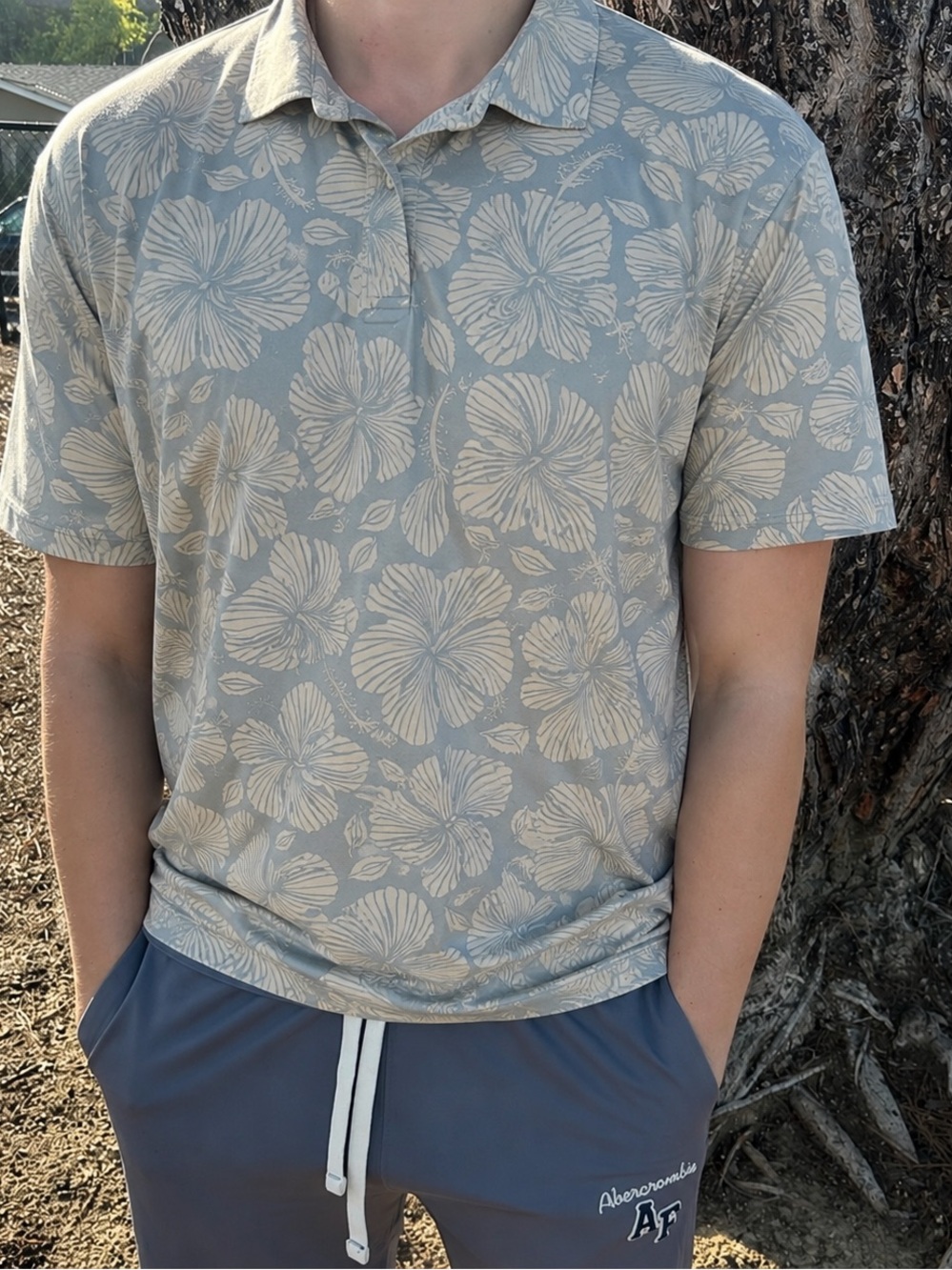 Anchor Boys Men’s Sage Floral Polo Shirt